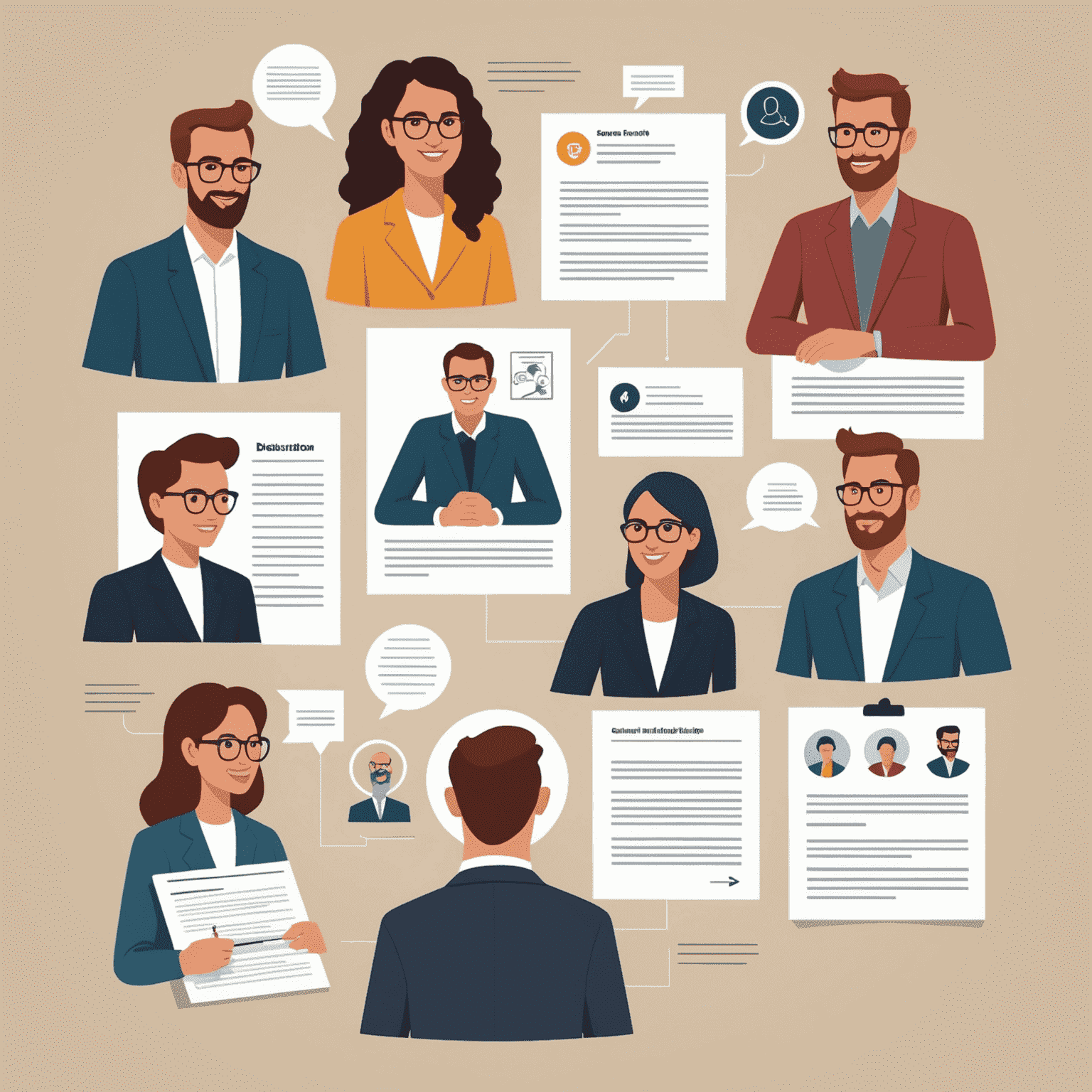 Illustration of various user research techniques, including user interviews, surveys, usability testing, and focus groups