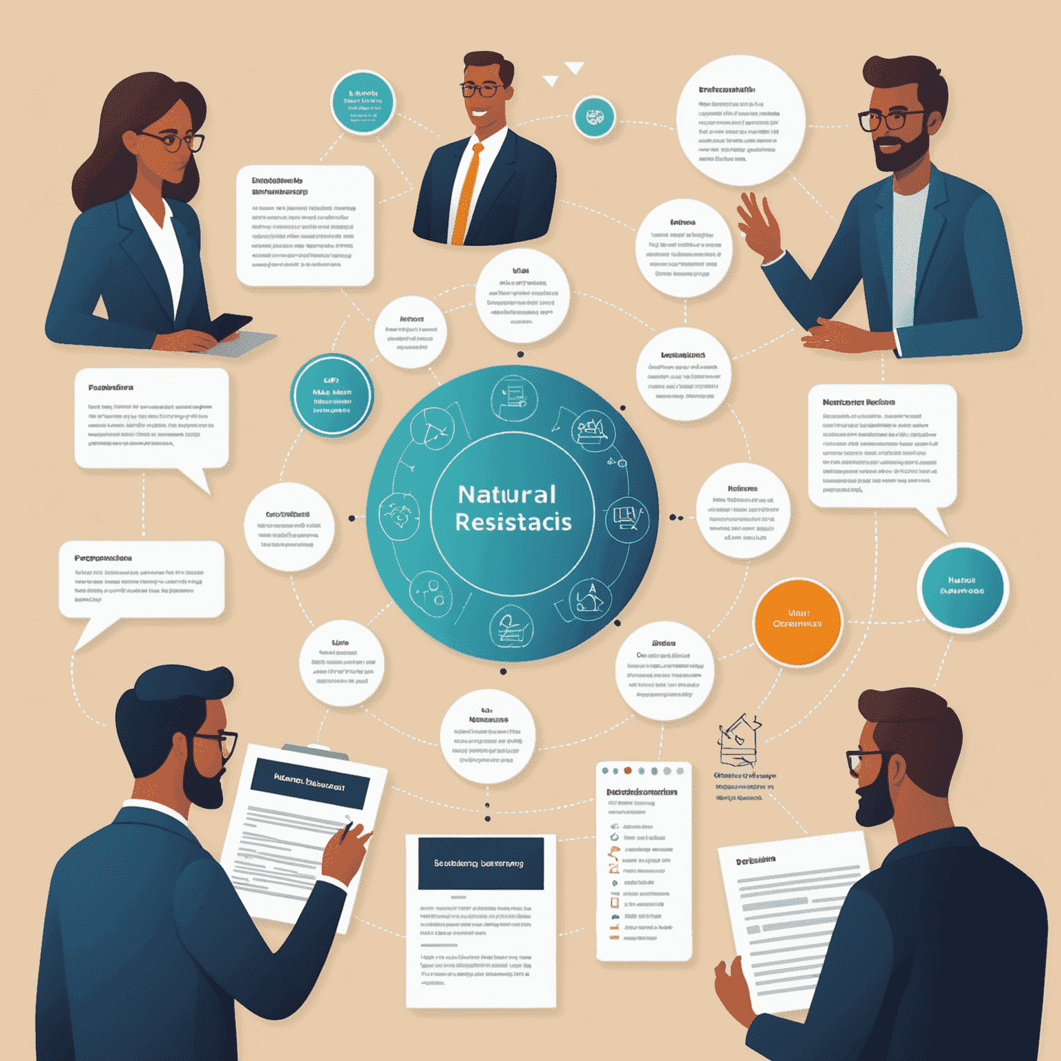 Illustration showcasing the user-centered design process, with user research at the center, informing design decisions and iterations